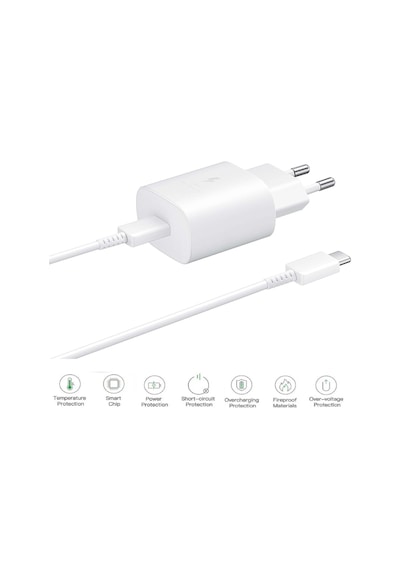 Samsung Galaxy S25 Fe Uyumlu Type-c Ultra Hızlı Şarj Seti 22.5w 3.0 Amper Şarj Adaptörü Ve Kablo
