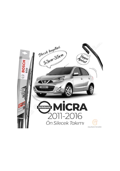 Nissan Micra Muz Silecek Takımı 2011-2016 Bosch Eco