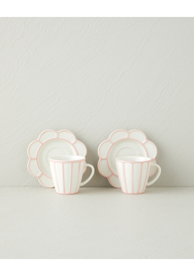 English Home Soft Cloud Stoneware 4 Parça 2 Kişilik Kahve Fincan Takımı 70 Ml Açık Pembe