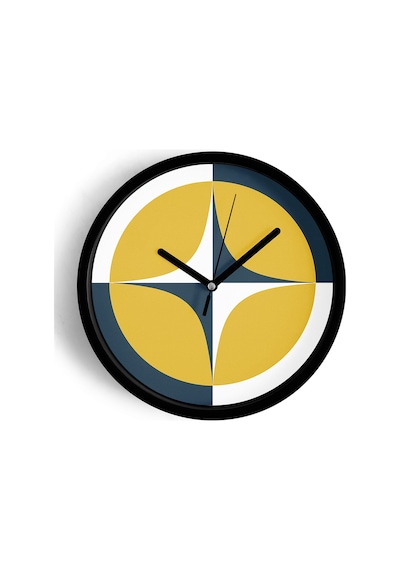 Soyut - Geometrik Temalı Modern Duvar Saati - 30cm - Önü Camlı Siyah Kasa - Sessiz Mekanizma-jh0320 Siyah