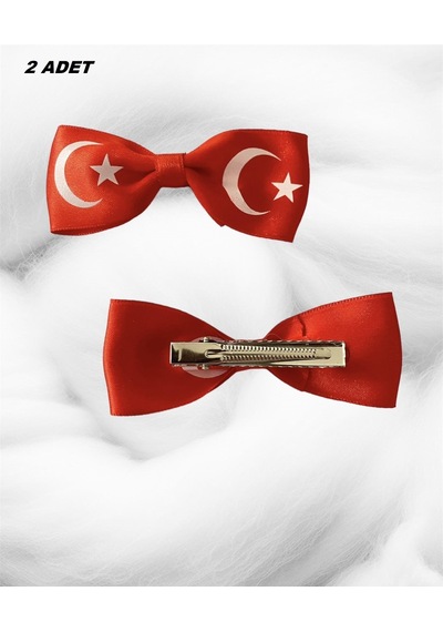 Türk Bayrağı Bayrak 23 Nisan Klipsli Kırmızı Toka Seti 2 Adet