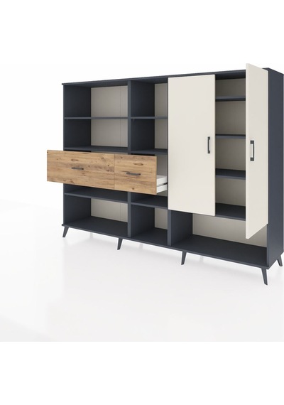 Hyperion Dolap 10 Raflı 2 Çekmeceli 2 Kapaklı 220x44x163 Antrasit Antrasit-aytaşı/çam Hyperion Dolap 10 Raflı 2 Çekmeceli 2 Kapaklı 220x44x163 Antrasit Antrasit-aytaşı/çam