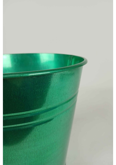 Konik Metal Saksı & Vazo - 23 Cm Dekoratif Çok Amaçlı Renkli Çiçeklik 23x23/16 Cm Yeşil