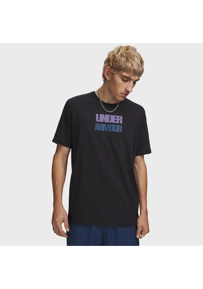 Under Armour Block Logo Erkek Siyah Polo Yaka Tişört