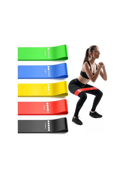 5 Adet Farklı Dirençte Pilates Squat Aerobik Bandı - Hafif,orta,sert Çalışma Lastiği-evde Spor Karın Kası Sık Genel