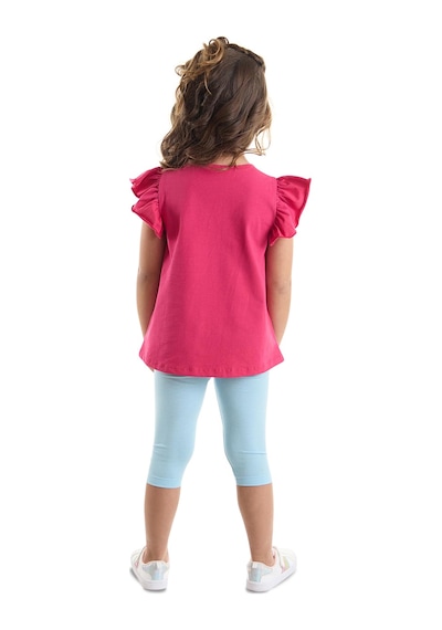 Fırfırlı Kedicik Kız Çocuk T-shirt Tayt Takım
