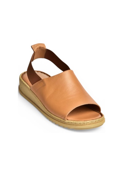 Fox Shoes Y555541303 Taba Hakiki Deri Alçak Tabanlı Kadın Sandalet