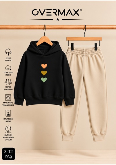 Overmax Çocuk Sevimli Kalpler Baskılı Kapüşonlu Sweatshirt & Eşofman Altı Takım 3-12 Yaş Siyah-bej - 918536770 Siyah-bej Overmax Çocuk Sevimli Kalpler Baskılı Kapüşonlu Sweatshirt & Eşofman Altı Takım 3-12 Yaş Siyah-bej - 918536770 Siyah-bej