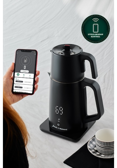 Jumbo x Homend Royaltea Cooltouch 1792H Siyah Çift Duvarlı Paslanmaz Çelik Çay Makinesi Wifi ile Kontrol