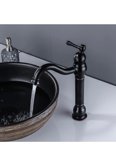 İsaoğlu Yapı Siyah Çanak Lavabo Bataryası Siyah Vintage Armatür Çanak Lavabo Uyumlu Batarya Siyah