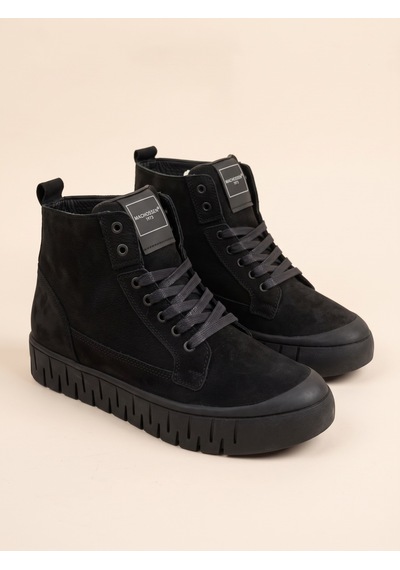 Bafaş 038601hn Siyah Hakiki Dana Derisi Tokalı Bilekli Erkek Sneaker