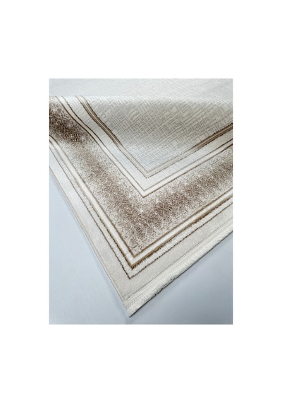 Merinos Vista Krem Kahverengi Çerçeveli %100 Akrilik Yumuşak Dokulu Salon Oturma Odası Halısı 79319-80