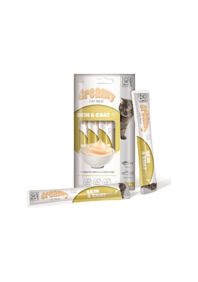 M-pets Creamy Skin Coat Somonlu Ve Tuna Balıklı Kedi Ödülü 4x15 Gr