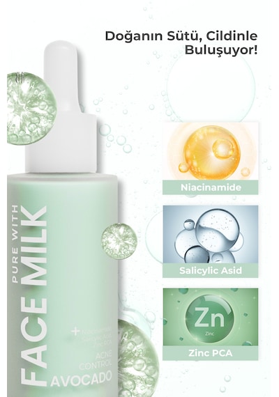 Avokado Özlü Akne/leke Karşıtı Onarıcı Yüz Sütü 150 Ml Niacinamide, Salisilik Asit, Zinc
