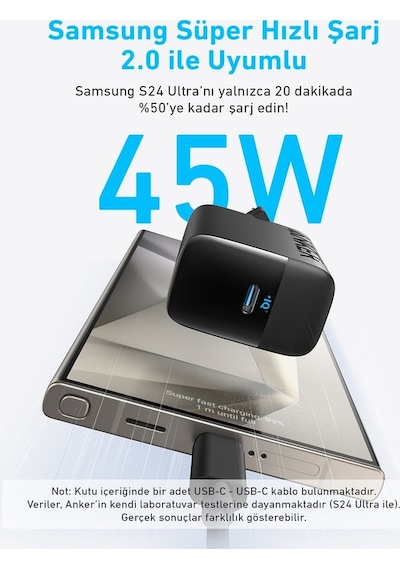 Anker Şarj Cihazı 45w Usb-c Ve Usb-c Kablolu 2'li Set - B2653 - Siyah Anker Türkiye