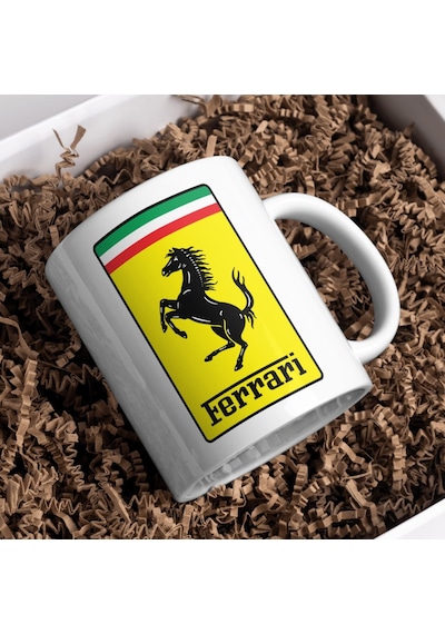 Applucky Ferrari Logo Tarihçesi Baskı Kupa Bardak Beyaz