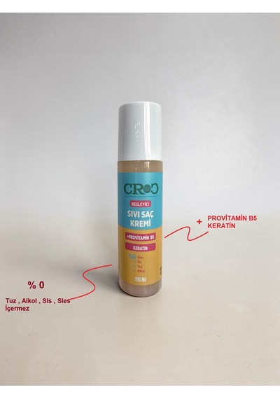 Croc Sıvı Saç Kremi 200ml Besleyici, Provitamin B5 + Keratin Bakımı, Kolay Tarama Sağlayan Formül