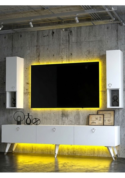 Karnaval Ledli Tv Ünitesi - Beyaz - Pl8025-1