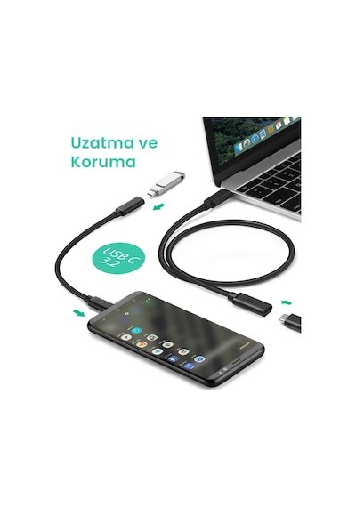 Ugreen Mt01925 Thunderbolt 3 Type-c Erkek To Type-c Dişi Uzatma Kablosu 50 Cm, 40574