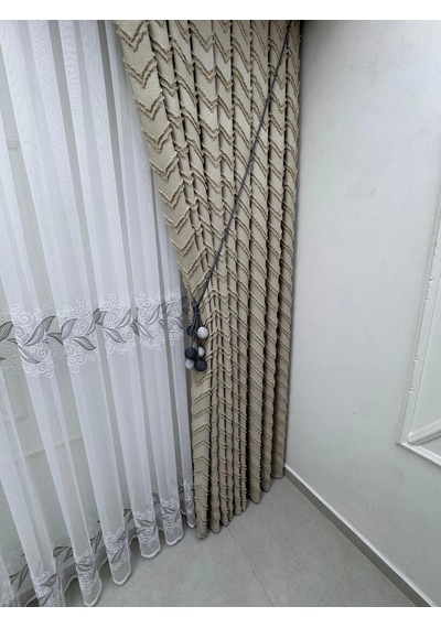 Nivemeshome Lale Gümüş 1/2,5 Pileli Tül Perde Apm Ekru