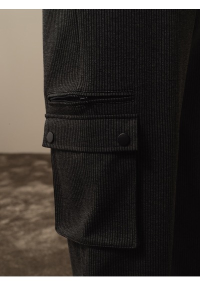 Xint Siyah Pamuk Dokulu Regular Fit Kargo Pantolon 470428