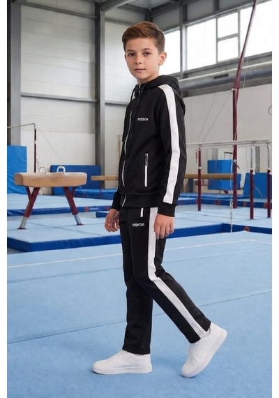 Pina Kids Erkek Çocuk Potential Kalın Şeritli Kapüşonlu Düz Paça Dalgıç Kumaş Eşofman Takımı Esf7017 siyah Pina Kids Erkek Çocuk Potential Kalın Şeritli Kapüşonlu Düz Paça Dalgıç Kumaş Eşofman Takımı Esf7017 siyah