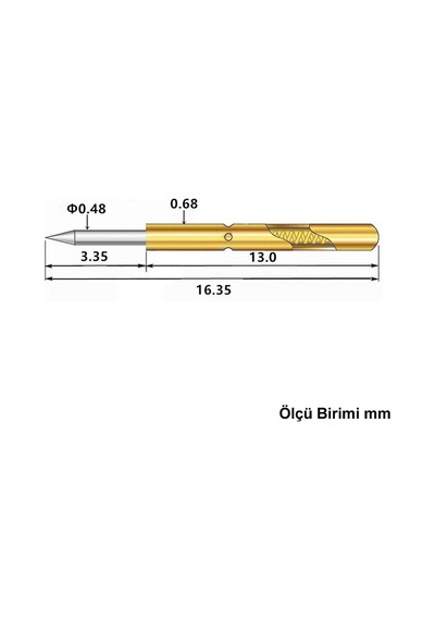 Pogo Pin P50-b1 Uyumlu 100 Adet Set Altın Kaplama Yaylı Test Probu Pim 3a 0.5mm Programlayıcı