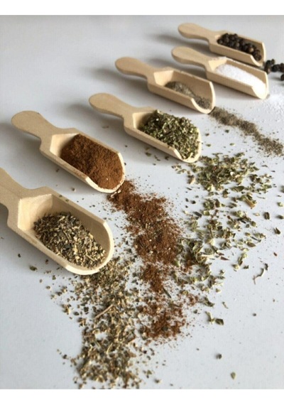 12 Adet Mini Kürek Baharat Kaşığı Bej Bej