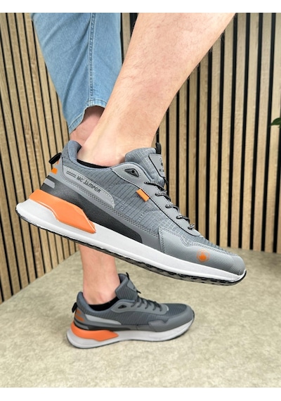 Günlük Erkek Sneaker Bağcıklı Kalın Tabanlı Rahat Hafif Spor Ayakkabı 2019 Füme - Oranj Günlük Erkek Sneaker Bağcıklı Kalın Tabanlı Rahat Hafif Spor Ayakkabı 2019 Füme - Oranj