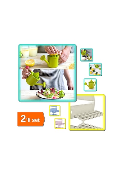Bahçıvan Limon Sıkacağı Hazneli Narenciye + Buz Kalıbı Pratik Kapaklı Buzluk - 2li Set T9x3d3 Sert P Diğer