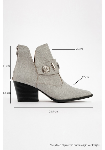 Luvishoes Luvi Shoes Kenda Gümüş Simli Arkadan Fermuarlı Tokalı Kadın Kalın Topuklu Bot Gümüş Luvishoes Luvi Shoes Kenda Gümüş Simli Arkadan Fermuarlı Tokalı Kadın Kalın Topuklu Bot Gümüş