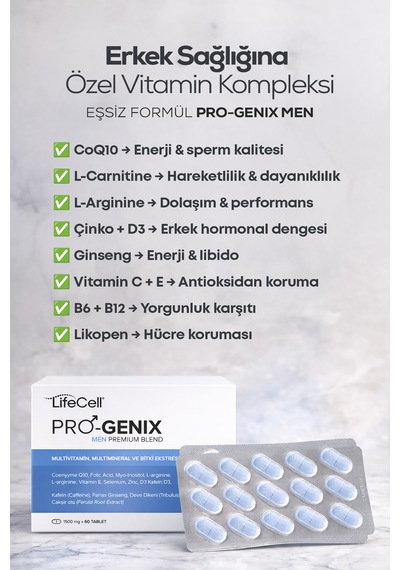 Pro-genix Men Multivitamin, Multimineral Ve Bitki Ekstreleri İçeren Takviye Edici Gıda