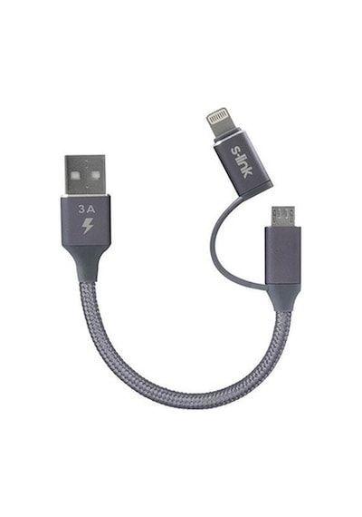 S-Link Swapp Powerbank Kısa Şarj Kablosu Apple iPhone Uyumlu 6/7/8/X + Micro U