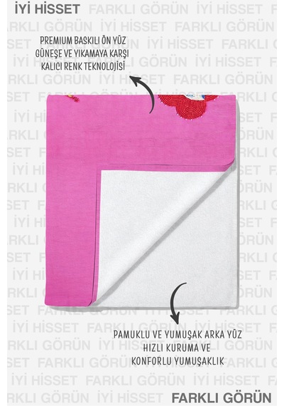 Güneş Temalı Fuşya Plaj Havlusu-bohem Sanatsal Pembe Sarı Havuz Deniz Hızlı Kuruyan Mikrofiber Havlu Uçuk Leylak