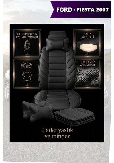 Fiesta 2007 Uyumlu Premium Siyah Renk Lüks 2 Adet Minder Ve Yastık