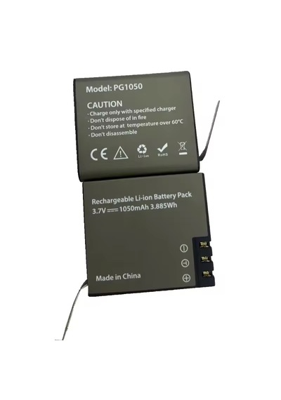 Ultratekno 2 Adet Pg1050 Batarya Eken Aksiyon Kamera Bataryası 3.7v 1050mah 3.885wh Altın
