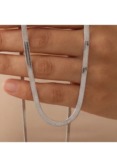 Ferizz Ferizz 316L Çelik 4 Mm Italyan Yassı Unisex Zincir Kolye Zn-217 Çok Renkli