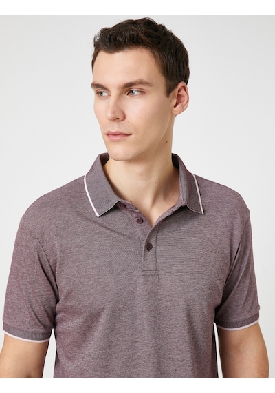 Koton Polo Yaka Tişört Düğme Detaylı Dar Kesim Bordo 3Sam10004Mk 3Sam10004Mk1Sk Bordo