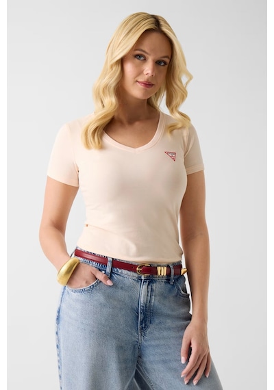 Guess Mini Triangle Slim Fit Kadın T-shirt W2yı45j1314 Bej Guess Mini Triangle Slim Fit Kadın T-shirt W2yı45j1314 Bej