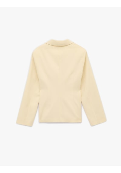 Koton Dikiş Detaylı V Yaka Uzun Kollu Peplum Blazer Ceket Sarı 6sak50107uw