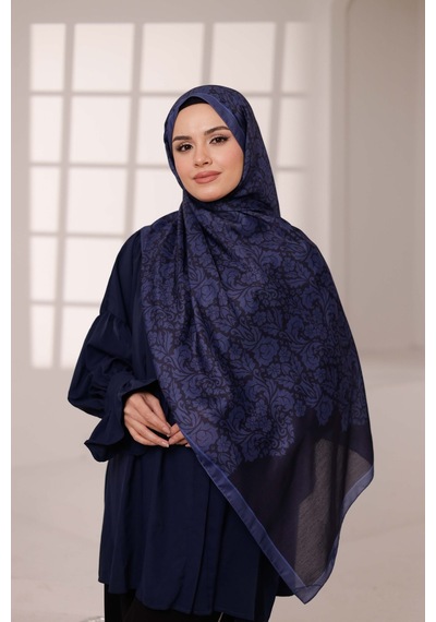 Mimiyum Nevra Desen Soft Şal Lacivert