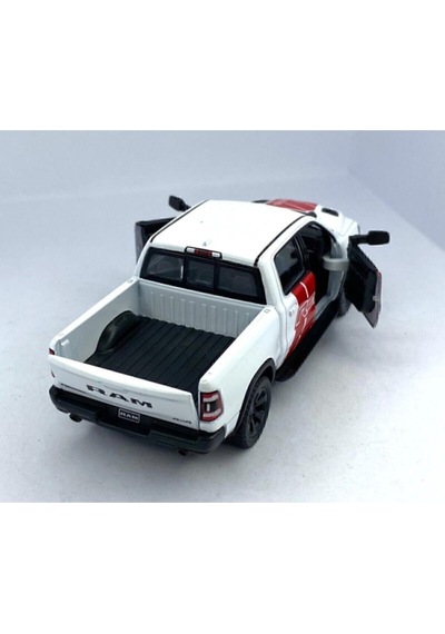 2019 Dodge Ram 1500 W - Çek Bırak 5inch. Lisanslı Model Araba, Oyuncak Araba 1:46 Beyaz