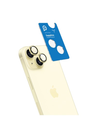 Piili Apple iPhone Uyumlu 15 / 15 Plus Sarı Safir Lens Koruyucu