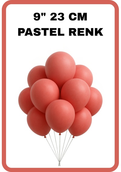 Pastel Balon 9 İnc 23 Cm Helyum Uyumlu 10 Adet Doğum Günü Kutlama Parti Süs Malzemesi Kırmızı