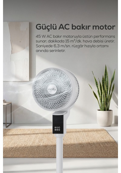 Volty Ayaklı Vantilatör 45w, 3d Salınımlı, Aromaterapi, Kumandalı, Boy Ayarlı V0402103