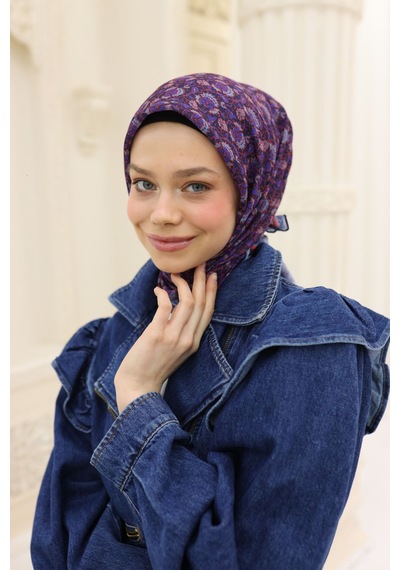 Silk Home Soft Eşarp 73077-05 Koyu Lacivert, Çelik Mavi, Parlak Turuncu, Saks