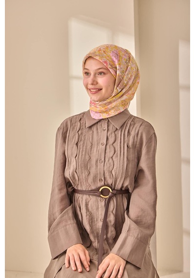 Silk Home Olinda İpek Eşarp 47002-36 Pudra, Sarı, Vizon, Pembe