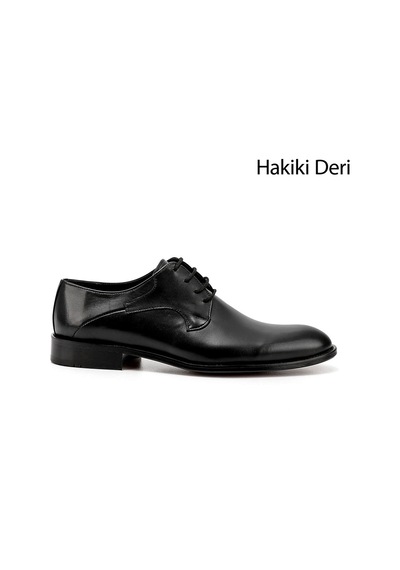 Gönderi(R) Gönderi R Kömür Baskılı Kösele Taban Hakiki Deri Klasik Ayakkabı Siyah