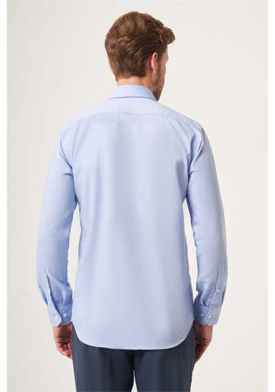 İmza Koyu Mavi İtalyan Yaka Oxford Slim Fit Kolay Ütü Pamuklu Gömlek 1004265270