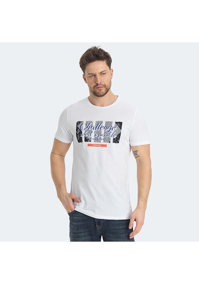 Slazenger RATAN Erkek Baskılı Beyaz Tişört